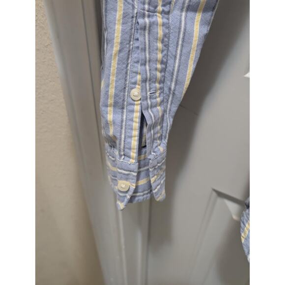 Ralph Lauren Men’s Classic Fit Large Blue Yellow Striped Button Down Shirt Work - Picture 2 of 8